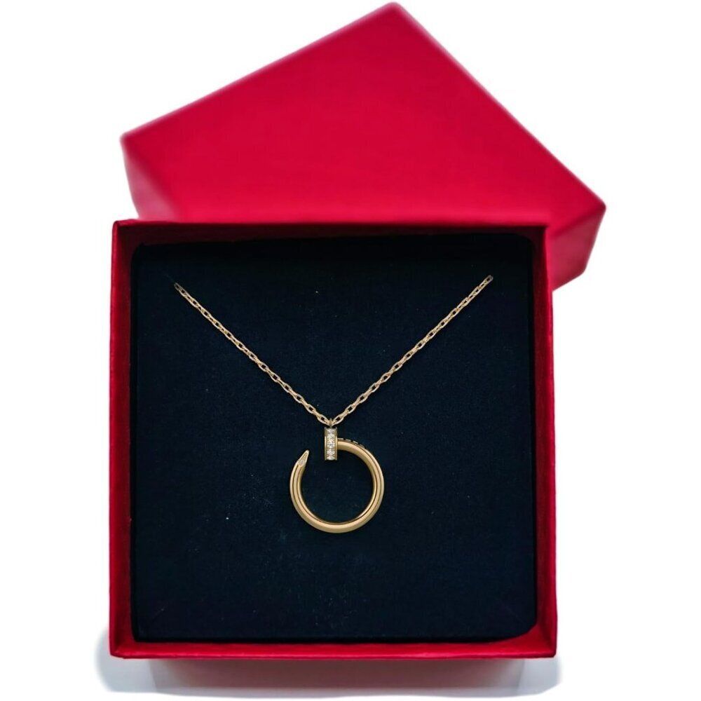 18K Gold Nail Necklace & Ring Holder Diamond Pendant - Classic Handmade Chain - Picture 5 of 5